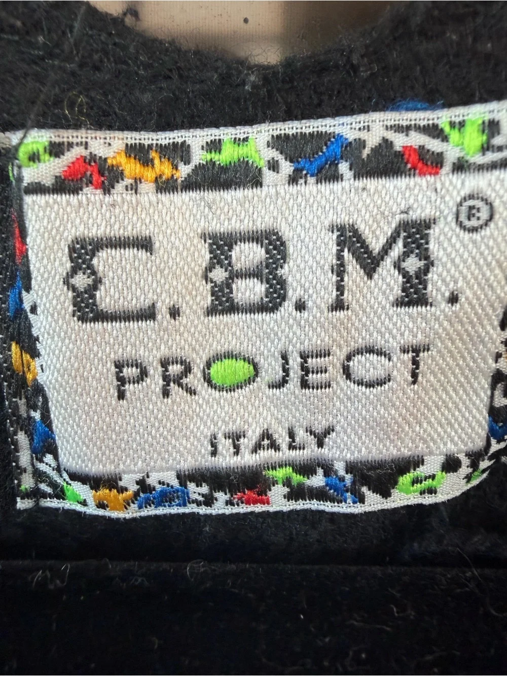 C.B.M. Project Italy Black Leaf Embroidered Fringe Poncho Wrap